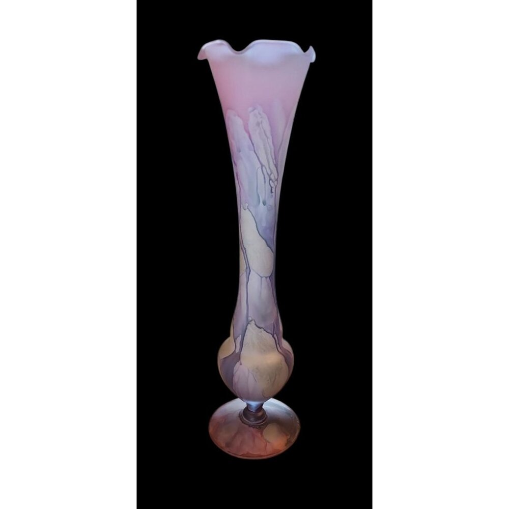 Art Nouveau Rueven satin 10" vase rose,  pink and purple